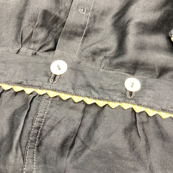 Antique Childs Black and White Silk Romper with Pockets and MOP Buttons - Picture 7 of 8